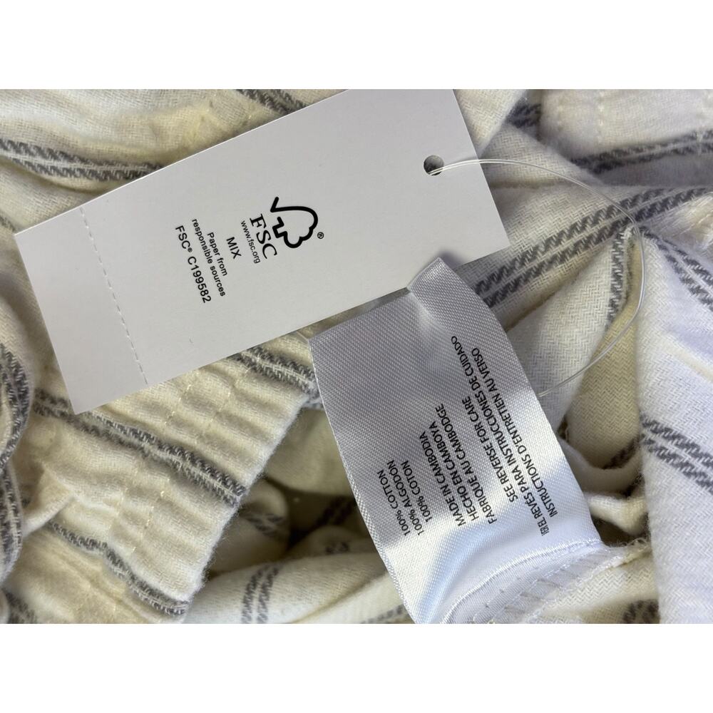 Gap 2-Pack Relaxed Fit PJ Pants Women Size S Gray Plaid Ivory Striped Lounge NEW - Picture 5 of 9